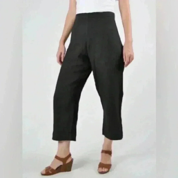 Bryn Walker Black 100% Linen Flat Front Capri Pants Black Sz 2XS XXS - Picture 1 of 5